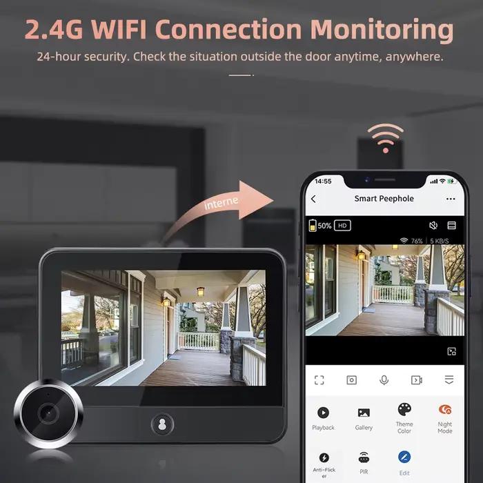 Caméra judas de porte numérique avec détection de mouvement PIR, sonnette intercom et compatibilité Wi-Fi pour une surveillance efficace à domicile ou en entreprise occasions spéciales
