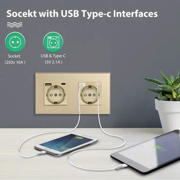 BSEED prise murale simple avec Ports USB type-c Double
