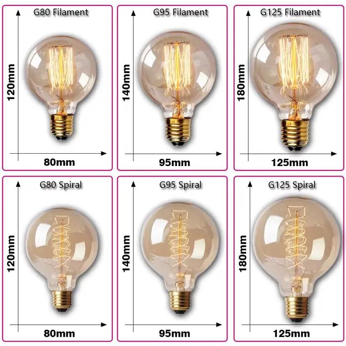 Ampoule Edison rétro E27 40W 220V A60 ST64 pour décoration maison élégante occasions spéciales