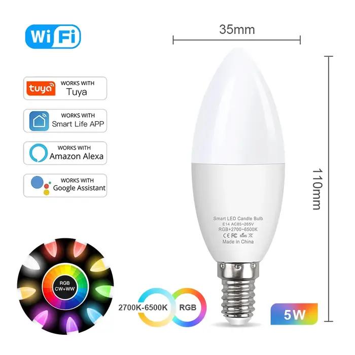 Tuya E14 Smart ZigBee 3.0 WiFi bougie ampoule AC85-265V lumière LED lustre lampe chambre