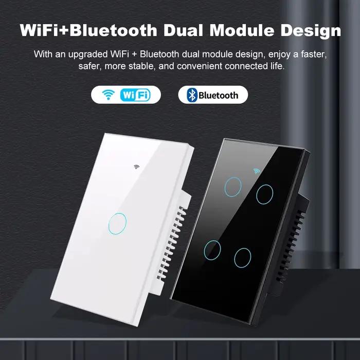 Interrupteur mural tactile intelligent Wi-Fi + Bluetooth
