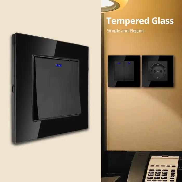 Interrupteur mural Wallpad avec panneau en verre trempé, indicateur LED, prise USB, interrupteur à bascule pour améliorer l'esthétique et la sécurité de votre maison occasions spéciales-decoration-interieur
