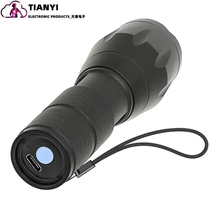 Lampe de poche à lumière rouge Rechargeable de type c, torche tactique, lumière de chasse rouge à LE