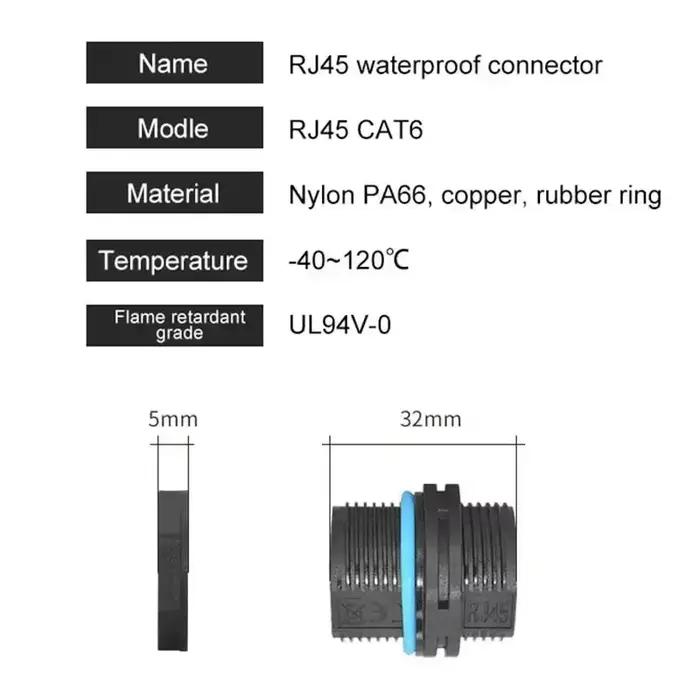 Connecteur RJ45 étanche IP68 avec blindé pour équipement de Communication automatisé