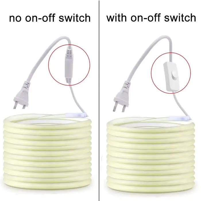 Bande LED COB étanche 220V avec interrupteur marche/arrêt, ruban Flexible pour chambre à coucher, cu