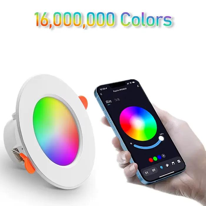 TUYA LED Downlight Dimmable AC85-265V 10W 15W Intelligent Graffiti contrôle voix APP RGB CW couleur