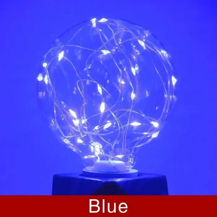 LED Edison chaîne ampoule E27 110V 220V G95 coloré RGB éclairage fil de cuivre