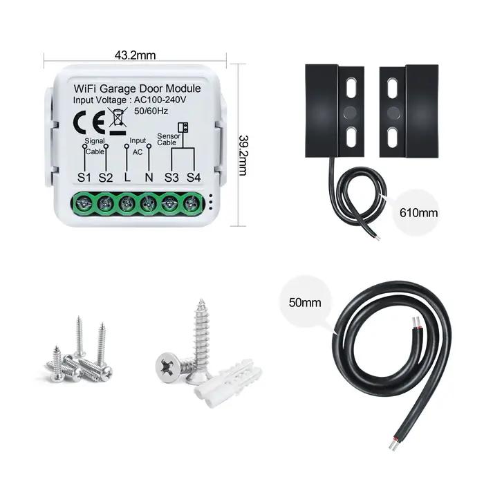 GIRIER WiFi contrôleur d'ouverture de porte de Garage intelligent fonctionne avec Alexa Google Home Assisant Alice App télécommande aucun Hub requis