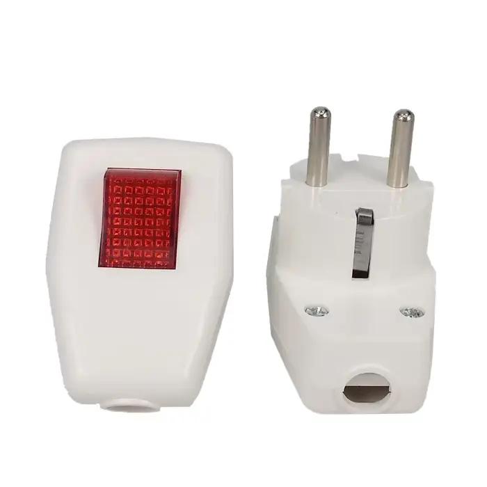Adaptateur réwireable ue avec interrupteur marche/arrêt lumière LED prise électrique 250V 10A