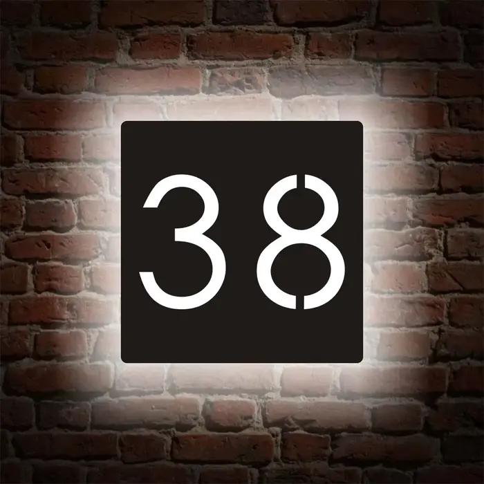 Panneau de numéro de maison personnalisé avec lumière LED, boîte à numéro, carré 4.2 en 3D, acryliqu