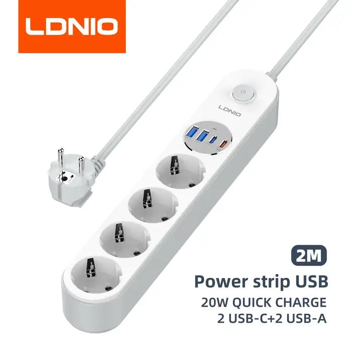 LDNIO français Extension électrique 2M bande d'alimentation Multiple sortie d'extension européenne d