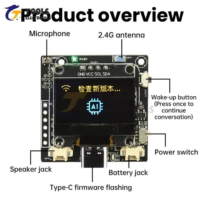 Module d'assistant vocal intelligent ESP32-C3 avec écran OLED 0.96 pouces pour projets de robotique et développement avancé en électronique