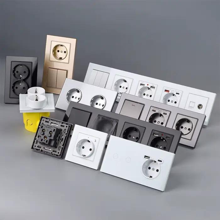 Prises murales SRAN EU 220V 16A 82*82mm en verre