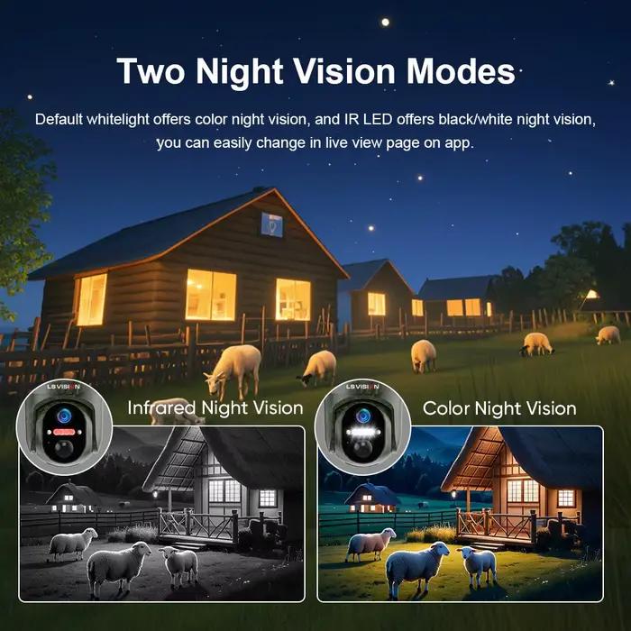 LS VISION 4G caméra de sécurité solaire extérieure 4MP WiFi détection humaine/animal IP66