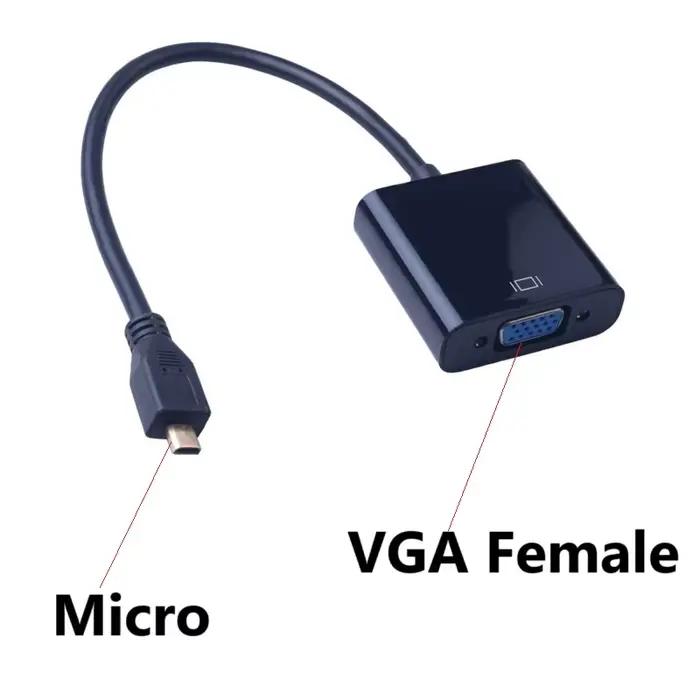 Connecteur Micro HDMI vers VGA, câble vidéo Micro HDMI vers VGA, adaptateur convertisseur 1080P pour