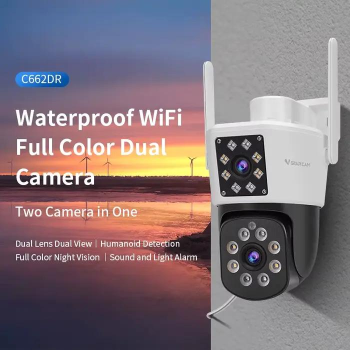 Caméra dôme IP PTZ Vstarcam C662DR 6MP à double objectif, couleur intégrale, détection humanoïde IA,