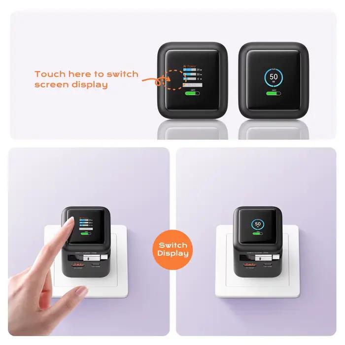 Chargeur GaN rapide 70W avec câble rétractable pour iPhone 16 15 14 Xiaomi tablette et ordinateur portable occasions quotidiennes spéciales