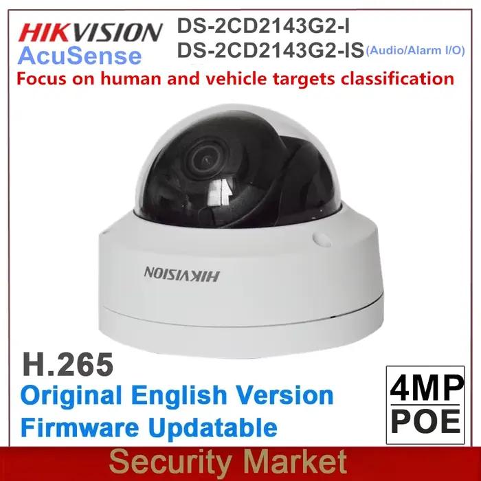 Hikvision Surveillance originale DS-2CD2143G2-I et DS-2CD2143G2-IU Acusense caméra IP POE 4MP dôme IR CCTV H265