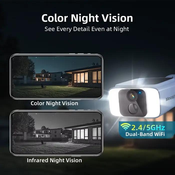Caméra de sécurité solaire 2K 4MP sans fil pour extérieur résolution 2K 4MP alimentation solaire surveillance continue pour maison et propriété