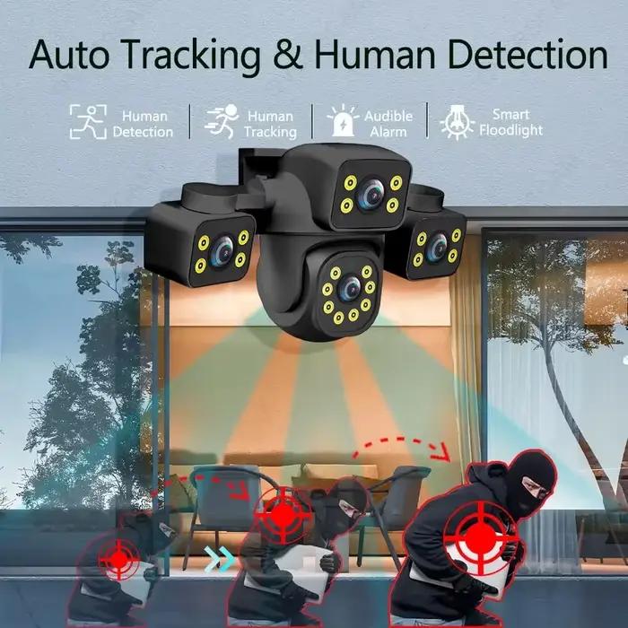 Caméra IP IPC360 Home 15MP Triple Objectif Sécurité Extérieure Intérieure Vision Nocturne Colleur à Fixer Surveillance Professionnelle Occasions Spéciales