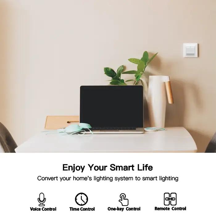 Interrupteur bouton-poussoir mural sans fil contrôle à distance WiFi pour Google Alexa application Tuya Smart Life fonctionne avec prise connectée à installer pour moderniser votre système électrique domestique occassions spéciales