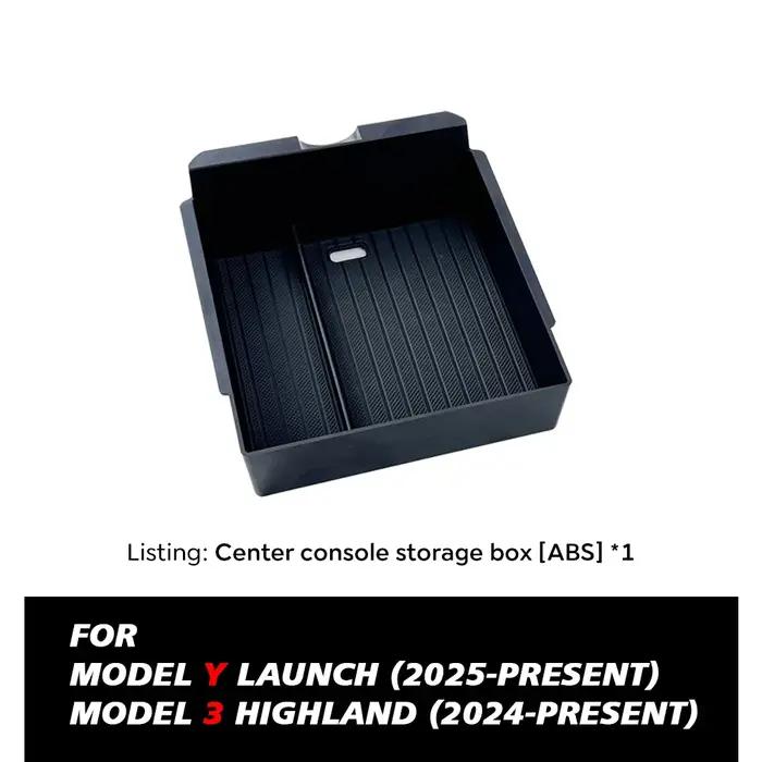 Boîte de rangement pour accoudoir TESY pour Tesla Y Juniper avec tapis antidérapant en silicone ABS et porte-gobelets pour rangement de console et organisation de voiture occassions spéciales