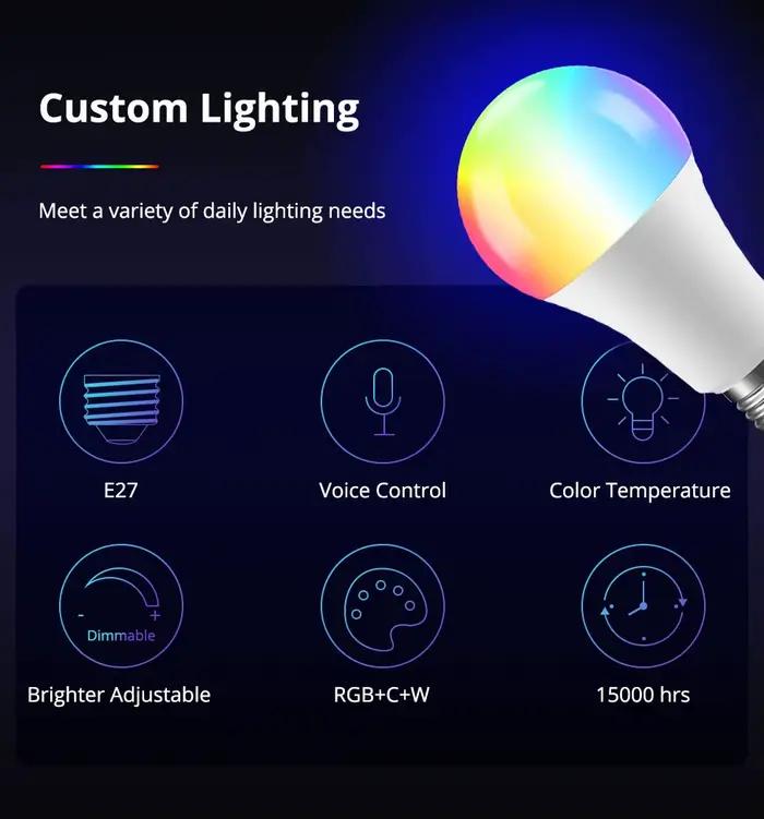 Matter Apple Homekit WiFI Smart RGB + ampoule blanche SmartThings APP contrôle prise en charge Siri Google Home Alexa Assistant vocal