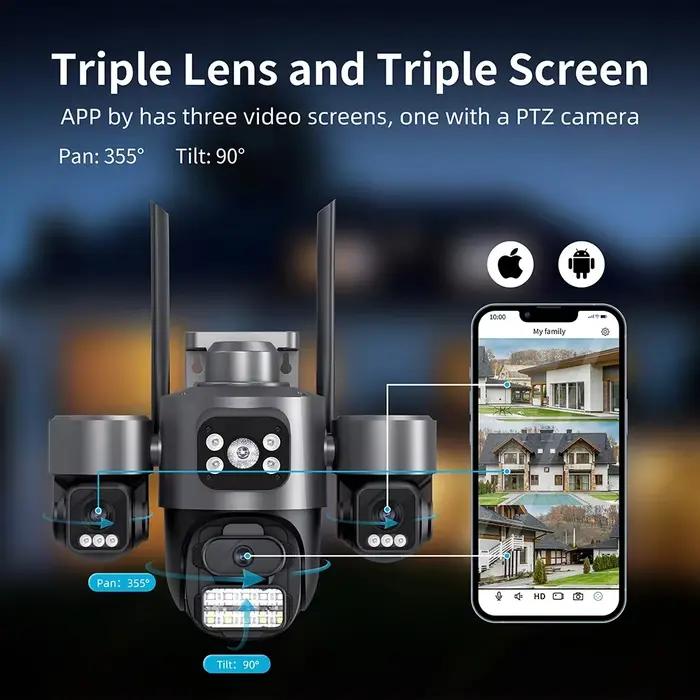Caméra de sécurité 15MP iCsee écrans 3 HD suivi automatique WiFi