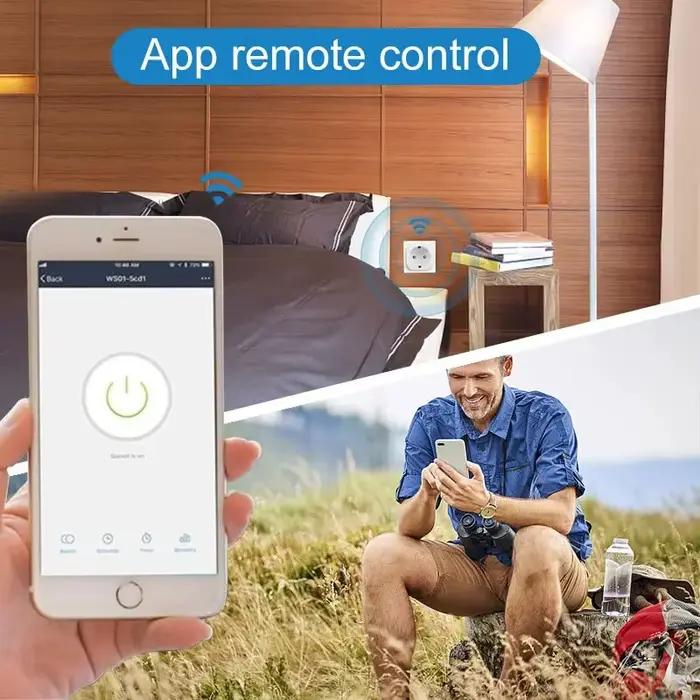 Prise connectée WiFi 20A UE avec contrôle à distance minuterie surveillance de la consommation prise en charge vocale Google Home Alexa pour une maison intelligente moderne et sécurisée