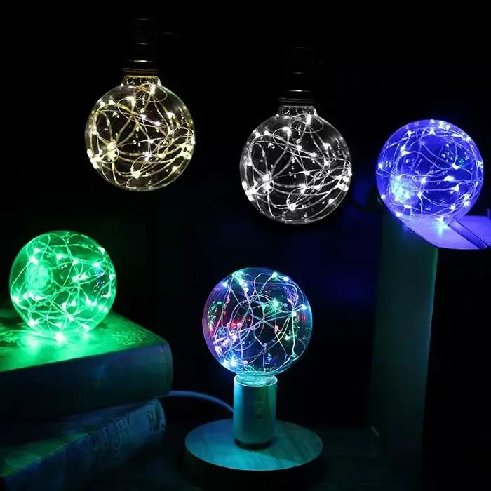 LED Edison chaîne ampoule E27 A60 A80 G80 G95 coloré RGB éclairage fil de cuivre