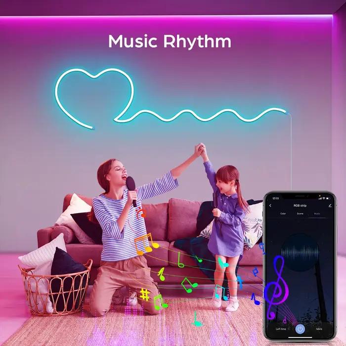 Bande lumineuse LED COB WiFi RGB flexible imperméable pour salon bureau télévision rétro-éclairage avec contrôle Wi-Fi Alexa Google Assistant pour ambiance personnelle