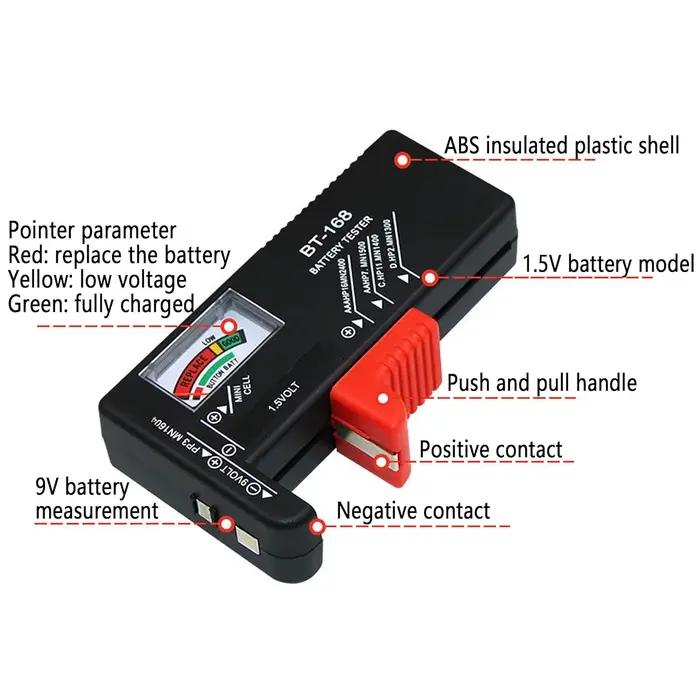 Testeur de batterie BT-168, testeur de batterie universel, testeur de batterie pour batterie domestique, adapté pour AAA AA C D 9V 1.5, 1/2 pièces