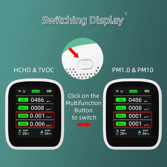 Tuya WIFI 8 en 1 moniteur de qualité de l'air CO2 HCHO TVOC PM1.0 PM2.5 PM10 testeur température hum