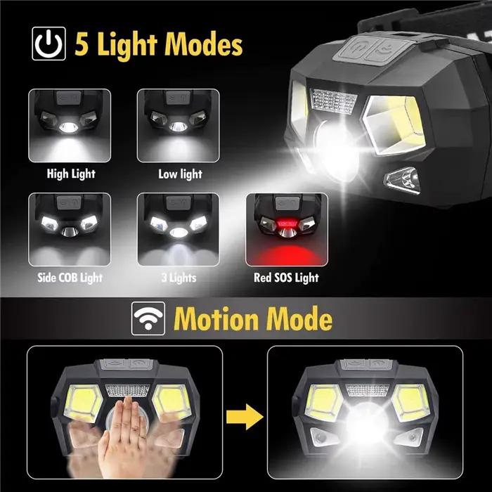 Lampe frontale Rechargeable USB lampe de poche 800 Lumens LED lumineuse lampe frontale lumière rouge