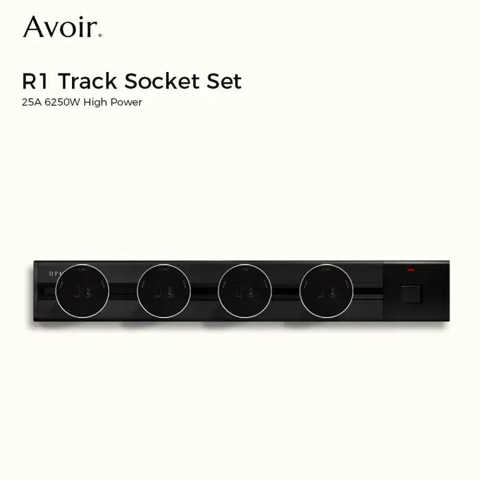 Avoir-Ensemble de prises de courant sur rail en plastique brossé en aluminium
