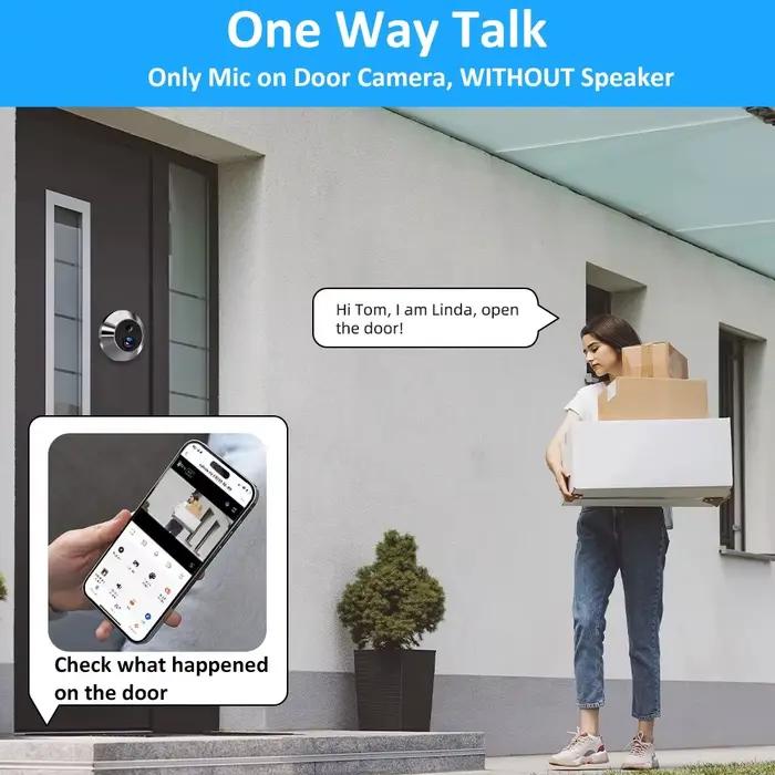 Mini Vie Intelligente Tuya 3MP 140 ° Grand Angle de vue 2.4Ghz WiFi porte magique judas oeil PIR caméra numérique