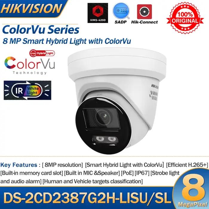 Hikvision 8MP caméra IP DS-2CD2387G2H-LISU/SL 4MP DS-2CD2347G2H-LISU/SL lumière hybride intelligente tourelle ColorVu Audio bidirectionnel intégré