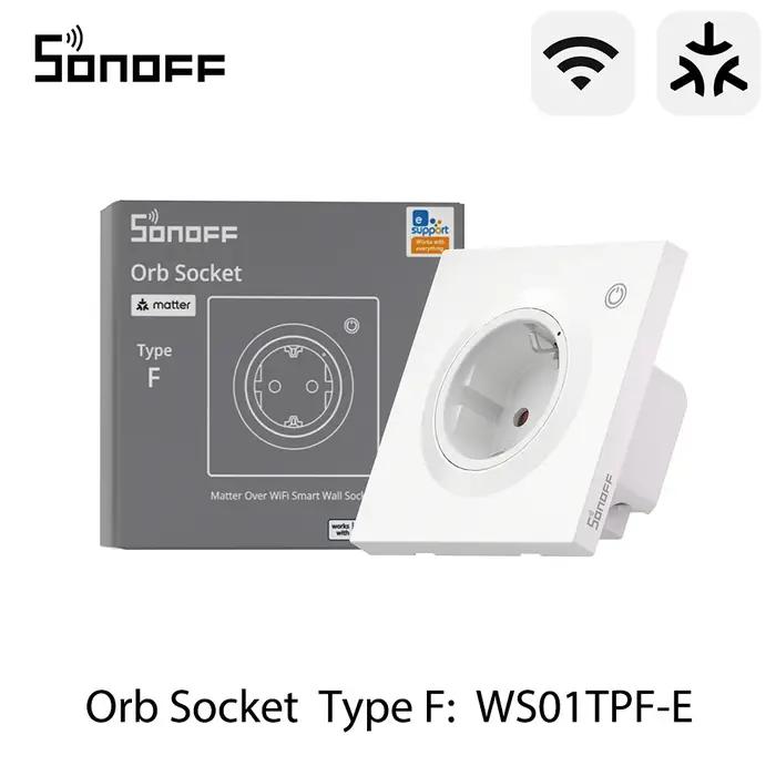 SONOFF WS01TPF-E Prise Murale Intelligente Wi-Fi EU Type F avec Suivi de Consommation Énergétique et Protection