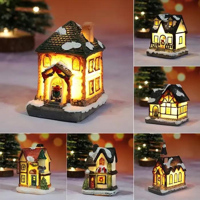 Maison de noël ornements lumineux cadeau