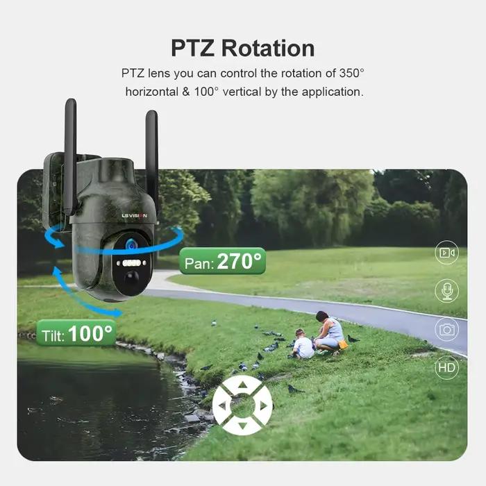 LS VISION 4G caméra de sécurité solaire extérieure 4MP WiFi détection humaine/animal IP66