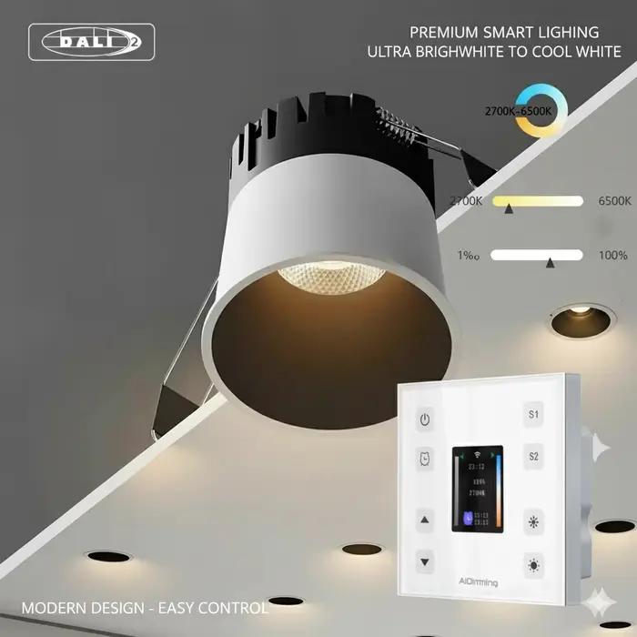 DT8 gradation LED encastré Downlight projecteur moderne intérieur Anti-éblouissement CRI97 aluminium plafonnier pour