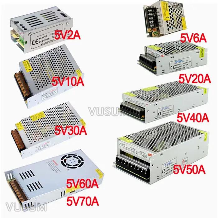 Vusum commutation alimentation Led 5V transformateur d'alimentation 110V 220V AC à DC 5V 2A 6A 10A 2