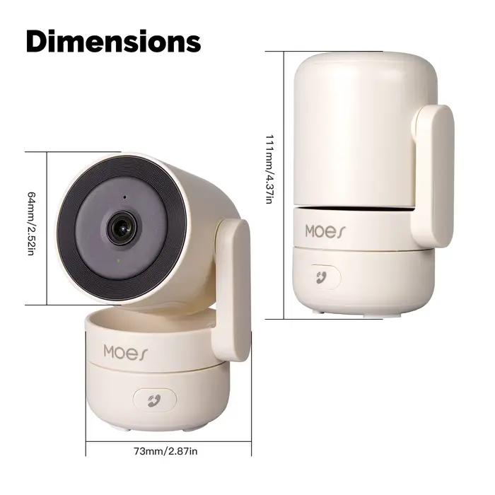 Caméra de sécurité intérieure intelligente MOES Tuya Wi-Fi 2.4G/Wi-Fi 6 avec suivi de mouvement et détection sonore