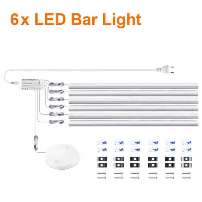 Capteur tactile de mouvement LED lumières sans fil lumière pénétrable bois aluminium barre lumineuse armoire garde-robe lampe rétro-éclairage pour cuisine