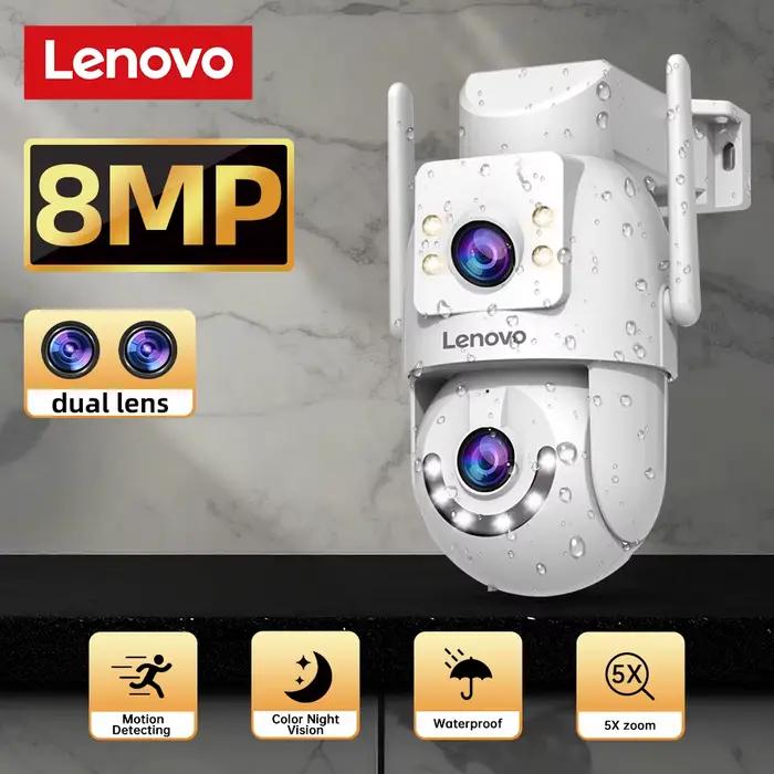 Lenovo – caméra de sécurité extérieure HD 8MP, avec double objectif, double écran, suivi AI, Vision