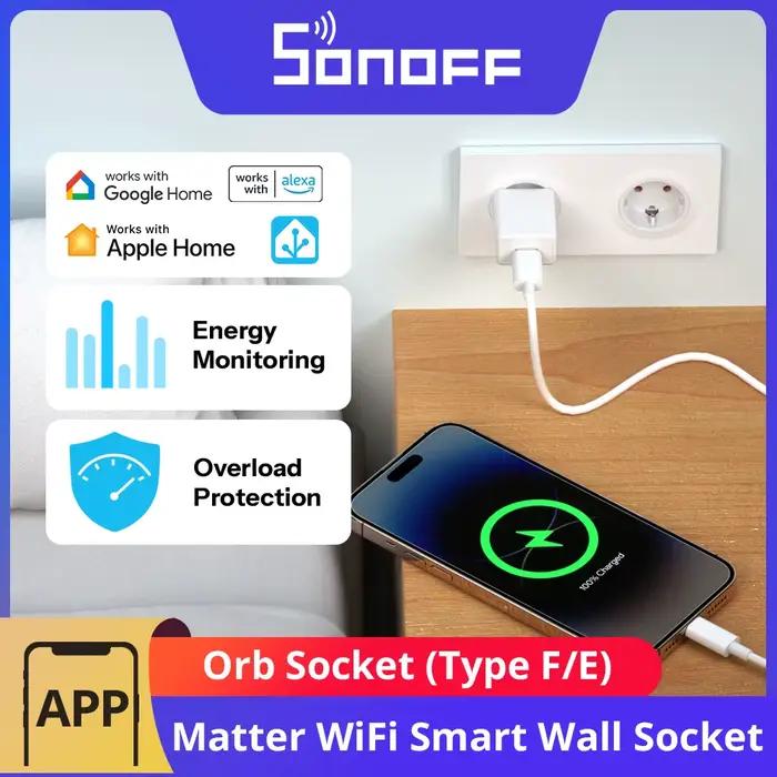 SONOFF Orb Prise murale intelligente Wi-Fi (Type F/Type E) compatible Matter