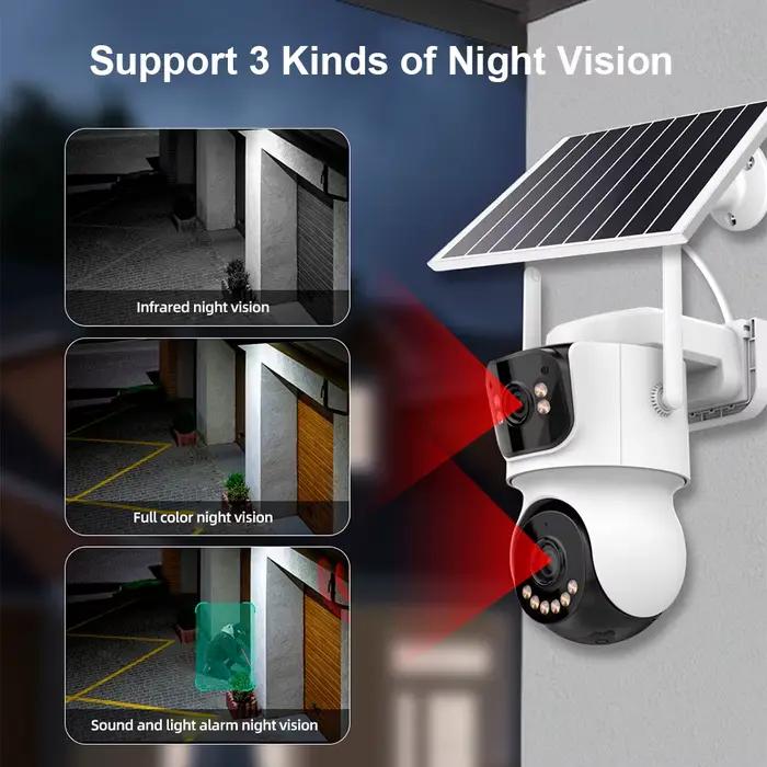 Caméra IP Extérieure KERUI 4MP Double Objectif Surveillance Intelligente 24H Avec Détection AI Zone Personnalisable Surveillance Filiale Solaire Sans Fil Surveillance Caméra 4G Surveillance Caméra PTZ Zoom 10X Surveillance Caméra Extérieure