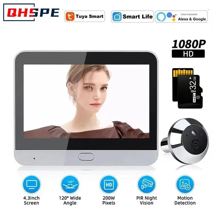 Caméra de porte Icam365 avec écran tactile 4.3 pouces vision nocturne technologie PIR pour maison intelligente sécurité sans fil occasions spéciales à offrir