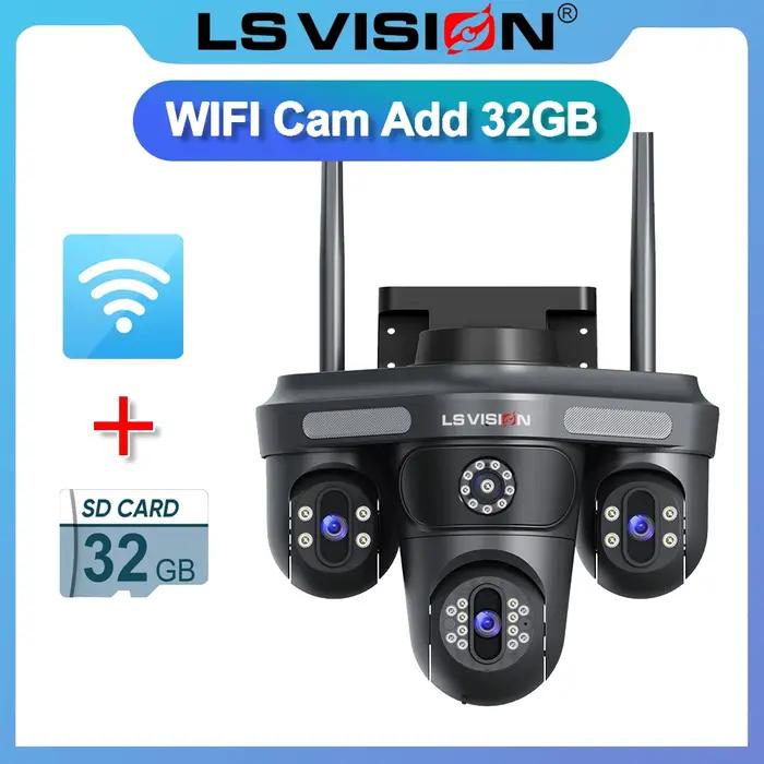 LS VISION 15MP trois écrans WiFi caméra IP sans fil extérieur