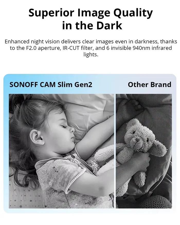 SONOFF CAM Slim Gen2 WiFi caméra de sécurité à domicile intelligente 1080P HD détection de mouvement Audio bidirectionnel eWeLink APP prise en charge Alexa Google